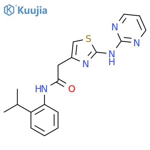 N-2-(propan-2-yl)phenyl-2-{2-(pyrimidin-2-yl)amino-1,3-thiazol-4-yl}acetamide structure