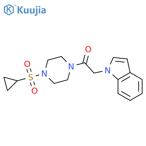 1-4-(cyclopropanesulfonyl)piperazin-1-yl-2-(1H-indol-1-yl)ethan-1-one structure