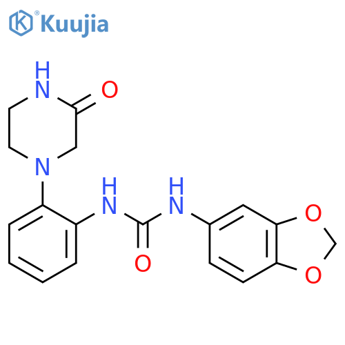 3-(2H-1,3-benzodioxol-5-yl)-1-2-(3-oxopiperazin-1-yl)phenylurea structure