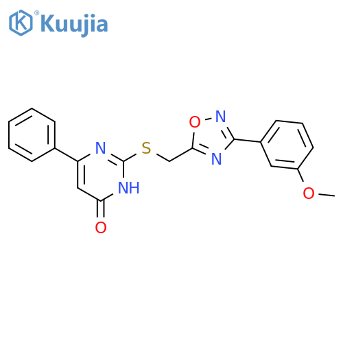 2-({[3-(3-methoxyphenyl)-1,2,4-oxadiazol-5-yl]methyl}sulfanyl)-6-phenyl-3,4-dihydropyrimidin-4-one structure