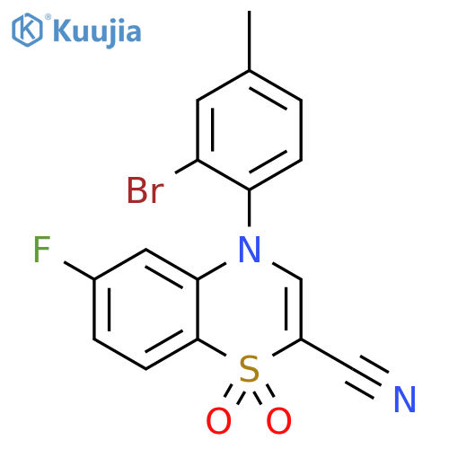 4-(2-bromo-4-methylphenyl)-6-fluoro-1,1-dioxo-4H-1lambda6,4-benzothiazine-2-carbonitrile structure
