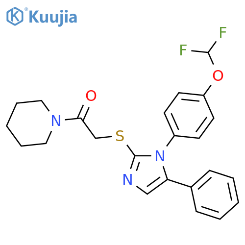2-({1-[4-(difluoromethoxy)phenyl]-5-phenyl-1H-imidazol-2-yl}sulfanyl)-1-(piperidin-1-yl)ethan-1-one structure