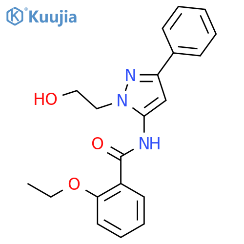 2-ethoxy-N-1-(2-hydroxyethyl)-3-phenyl-1H-pyrazol-5-ylbenzamide structure