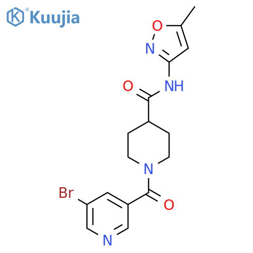 1-(5-bromopyridine-3-carbonyl)-N-(5-methyl-1,2-oxazol-3-yl)piperidine-4-carboxamide structure