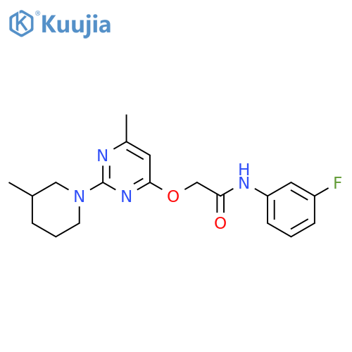 N-(3-fluorophenyl)-2-{[6-methyl-2-(3-methylpiperidin-1-yl)pyrimidin-4-yl]oxy}acetamide structure