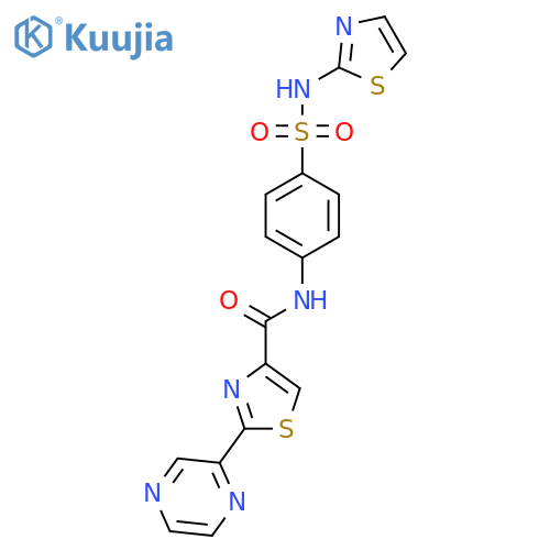 2-(pyrazin-2-yl)-N-{4-(1,3-thiazol-2-yl)sulfamoylphenyl}-1,3-thiazole-4-carboxamide structure