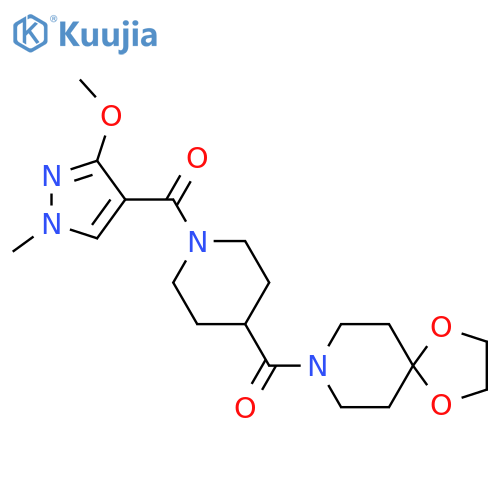 8-1-(3-methoxy-1-methyl-1H-pyrazole-4-carbonyl)piperidine-4-carbonyl-1,4-dioxa-8-azaspiro4.5decane structure