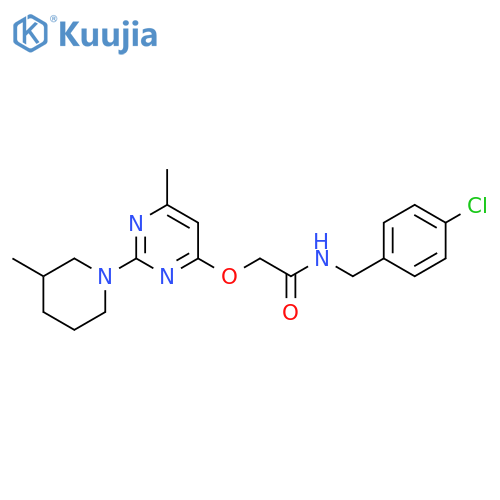N-[(4-chlorophenyl)methyl]-2-{[6-methyl-2-(3-methylpiperidin-1-yl)pyrimidin-4-yl]oxy}acetamide structure