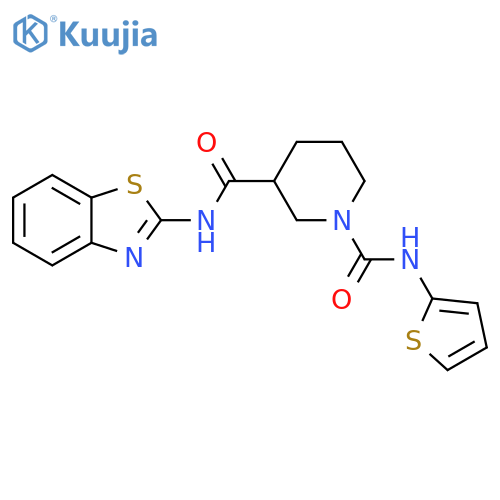 N3-(1,3-benzothiazol-2-yl)-N1-(thiophen-2-yl)piperidine-1,3-dicarboxamide structure
