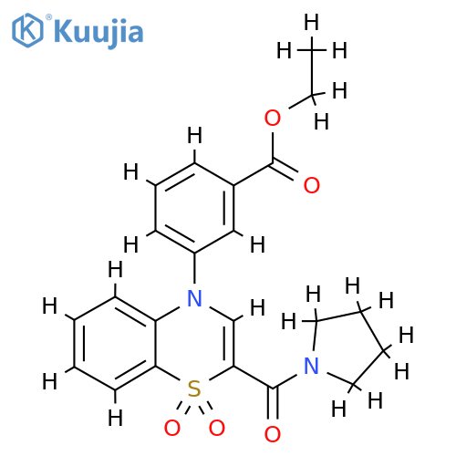 ethyl 3-[1,1-dioxo-2-(pyrrolidine-1-carbonyl)-4H-1lambda6,4-benzothiazin-4-yl]benzoate structure