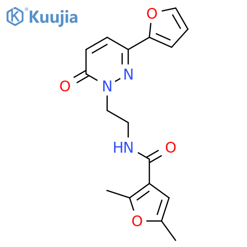 N-{2-3-(furan-2-yl)-6-oxo-1,6-dihydropyridazin-1-ylethyl}-2,5-dimethylfuran-3-carboxamide structure
