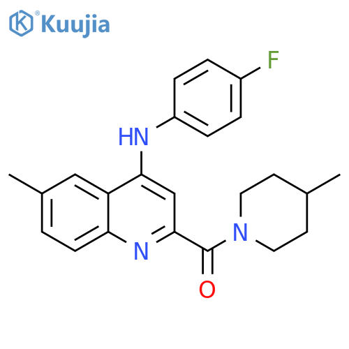 N-(4-fluorophenyl)-6-methyl-2-(4-methylpiperidine-1-carbonyl)quinolin-4-amine structure