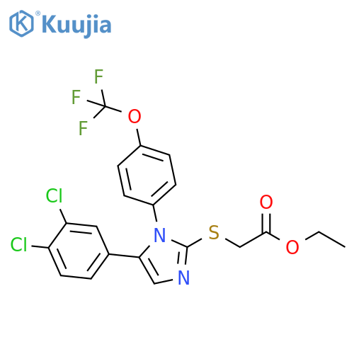 ethyl 2-{[5-(3,4-dichlorophenyl)-1-[4-(trifluoromethoxy)phenyl]-1H-imidazol-2-yl]sulfanyl}acetate structure