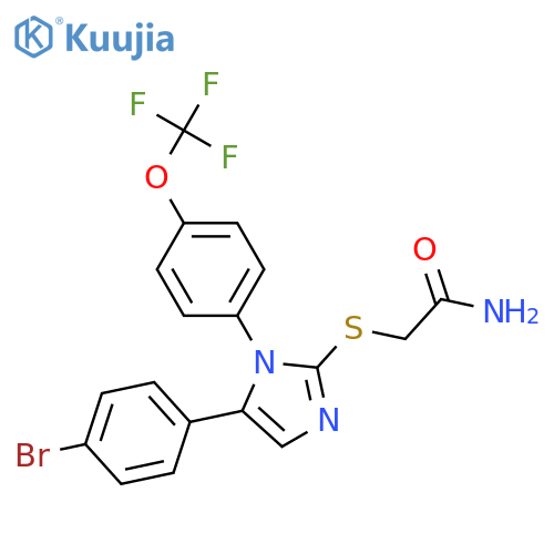 2-{[5-(4-bromophenyl)-1-[4-(trifluoromethoxy)phenyl]-1H-imidazol-2-yl]sulfanyl}acetamide structure