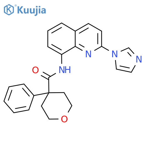 N-2-(1H-imidazol-1-yl)quinolin-8-yl-4-phenyloxane-4-carboxamide structure