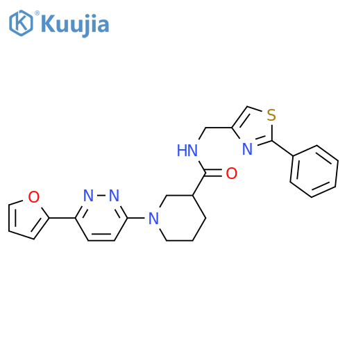 1-6-(furan-2-yl)pyridazin-3-yl-N-(2-phenyl-1,3-thiazol-4-yl)methylpiperidine-3-carboxamide structure