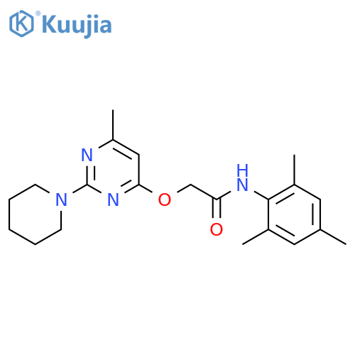 2-{[6-methyl-2-(piperidin-1-yl)pyrimidin-4-yl]oxy}-N-(2,4,6-trimethylphenyl)acetamide structure