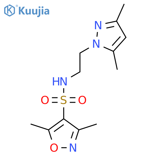 N-2-(3,5-dimethyl-1H-pyrazol-1-yl)ethyl-3,5-dimethyl-1,2-oxazole-4-sulfonamide structure