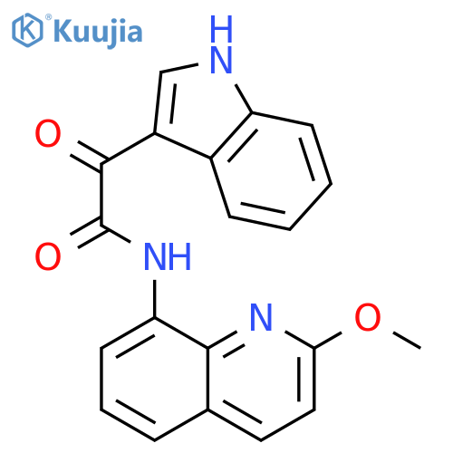 2-(1H-indol-3-yl)-N-(2-methoxyquinolin-8-yl)-2-oxoacetamide structure