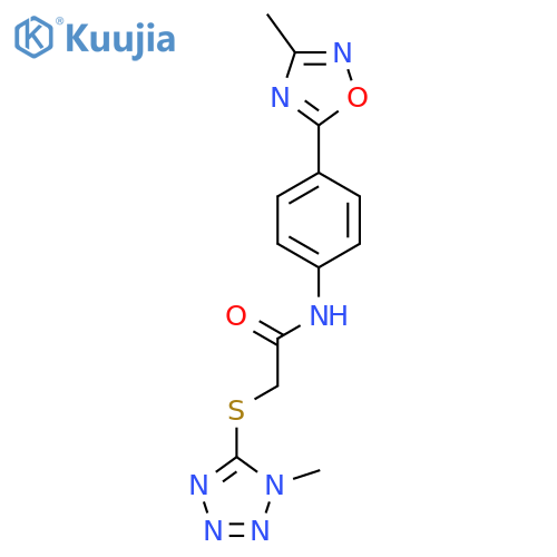 N-4-(3-methyl-1,2,4-oxadiazol-5-yl)phenyl-2-(1-methyl-1H-1,2,3,4-tetrazol-5-yl)sulfanylacetamide structure