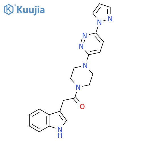 2-(1H-indol-3-yl)-1-{4-[6-(1H-pyrazol-1-yl)pyridazin-3-yl]piperazin-1-yl}ethan-1-one structure
