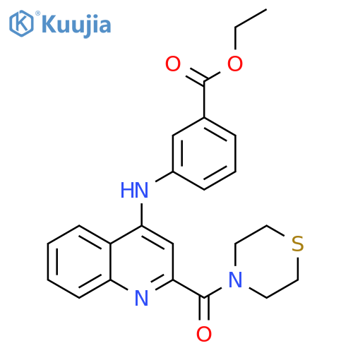 ethyl 3-{[2-(thiomorpholine-4-carbonyl)quinolin-4-yl]amino}benzoate structure