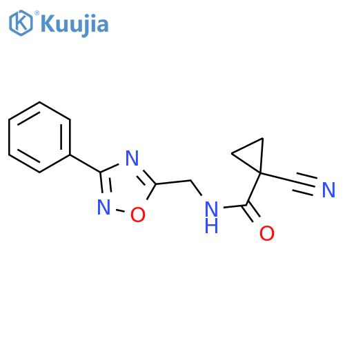 1-cyano-N-(3-phenyl-1,2,4-oxadiazol-5-yl)methylcyclopropane-1-carboxamide structure