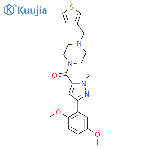 1-3-(2,5-dimethoxyphenyl)-1-methyl-1H-pyrazole-5-carbonyl-4-(thiophen-3-yl)methylpiperazine structure
