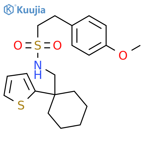 2-(4-methoxyphenyl)-N-{1-(thiophen-2-yl)cyclohexylmethyl}ethane-1-sulfonamide structure