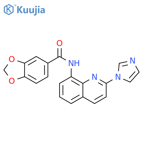 N-2-(1H-imidazol-1-yl)quinolin-8-yl-2H-1,3-benzodioxole-5-carboxamide structure