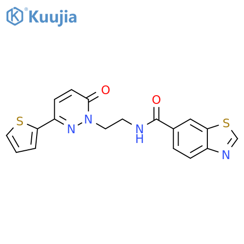 N-{2-[6-oxo-3-(thiophen-2-yl)-1,6-dihydropyridazin-1-yl]ethyl}-1,3-benzothiazole-6-carboxamide structure