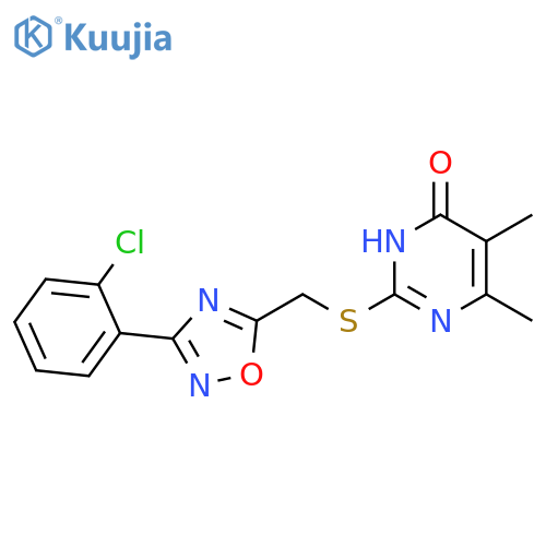 2-({[3-(2-chlorophenyl)-1,2,4-oxadiazol-5-yl]methyl}sulfanyl)-5,6-dimethyl-3,4-dihydropyrimidin-4-one structure