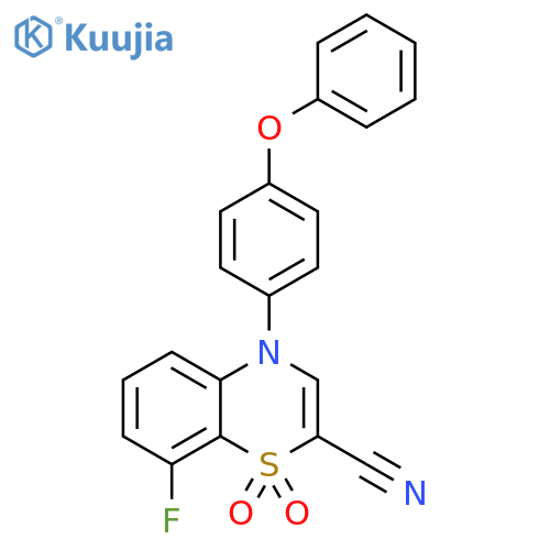 8-fluoro-1,1-dioxo-4-(4-phenoxyphenyl)-4H-1lambda6,4-benzothiazine-2-carbonitrile structure