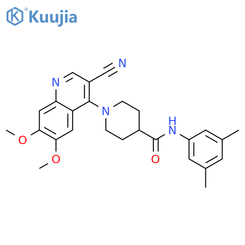 1-(3-cyano-6,7-dimethoxyquinolin-4-yl)-N-(3,5-dimethylphenyl)piperidine-4-carboxamide structure