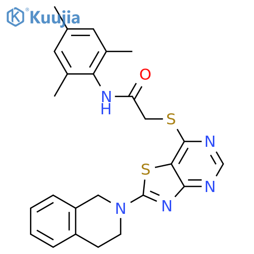 2-{[2-(1,2,3,4-tetrahydroisoquinolin-2-yl)-[1,3]thiazolo[4,5-d]pyrimidin-7-yl]sulfanyl}-N-(2,4,6-trimethylphenyl)acetamide structure