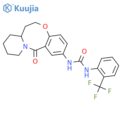 3-{2-oxo-9-oxa-1-azatricyclo10.4.0.0^{3,8}hexadeca-3,5,7-trien-5-yl}-1-2-(trifluoromethyl)phenylurea structure