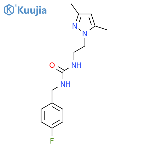 3-2-(3,5-dimethyl-1H-pyrazol-1-yl)ethyl-1-(4-fluorophenyl)methylurea structure