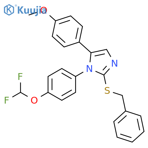 2-(benzylsulfanyl)-1-[4-(difluoromethoxy)phenyl]-5-(4-methoxyphenyl)-1H-imidazole structure