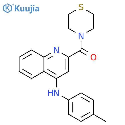 N-(4-methylphenyl)-2-(thiomorpholine-4-carbonyl)quinolin-4-amine structure