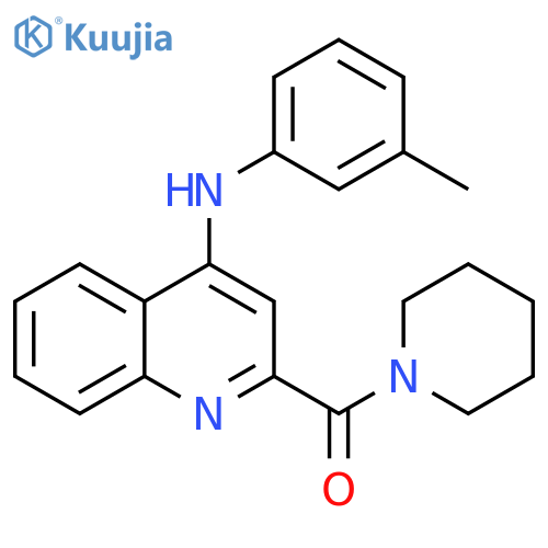 N-(3-methylphenyl)-2-(piperidine-1-carbonyl)quinolin-4-amine structure