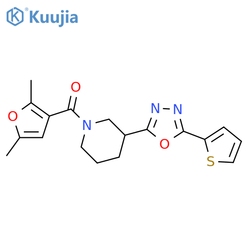 1-(2,5-dimethylfuran-3-carbonyl)-3-5-(thiophen-2-yl)-1,3,4-oxadiazol-2-ylpiperidine structure