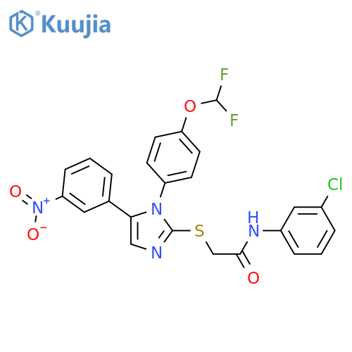 N-(3-chlorophenyl)-2-[1-[4-(difluoromethoxy)phenyl]-5-(3-nitrophenyl)imidazol-2-yl]sulfanylacetamide structure