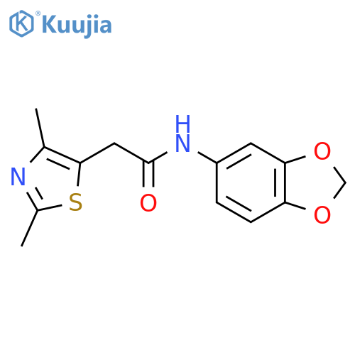 N-(2H-1,3-benzodioxol-5-yl)-2-(2,4-dimethyl-1,3-thiazol-5-yl)acetamide structure