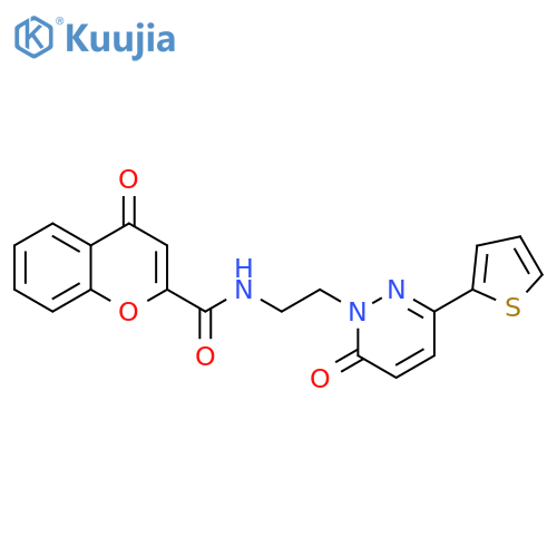 4-oxo-N-{2-6-oxo-3-(thiophen-2-yl)-1,6-dihydropyridazin-1-ylethyl}-4H-chromene-2-carboxamide structure