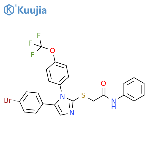 2-{[5-(4-bromophenyl)-1-[4-(trifluoromethoxy)phenyl]-1H-imidazol-2-yl]sulfanyl}-N-phenylacetamide structure