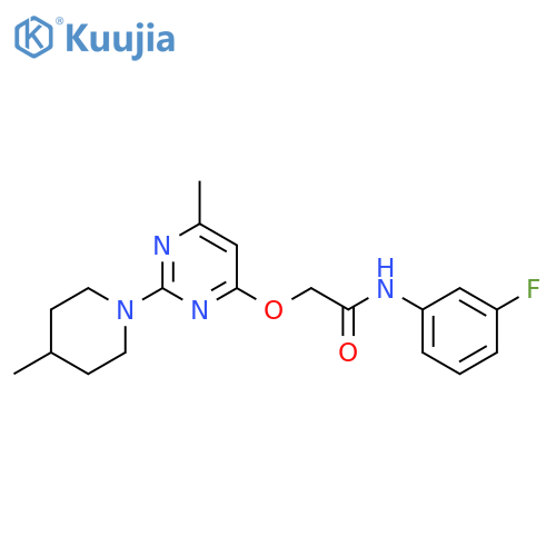 N-(3-fluorophenyl)-2-{[6-methyl-2-(4-methylpiperidin-1-yl)pyrimidin-4-yl]oxy}acetamide structure