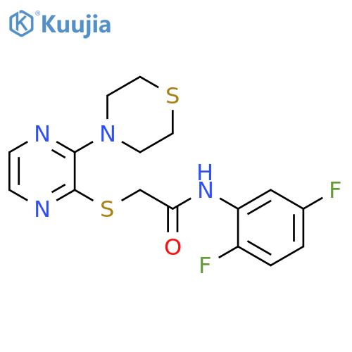 N-(2,5-difluorophenyl)-2-{[3-(thiomorpholin-4-yl)pyrazin-2-yl]sulfanyl}acetamide structure