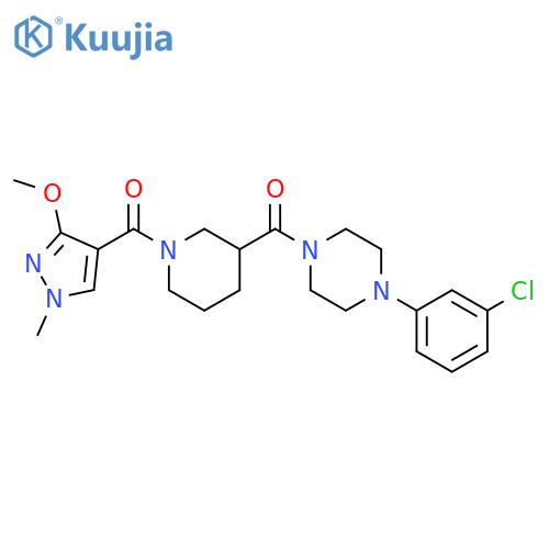 1-(3-chlorophenyl)-4-1-(3-methoxy-1-methyl-1H-pyrazole-4-carbonyl)piperidine-3-carbonylpiperazine structure