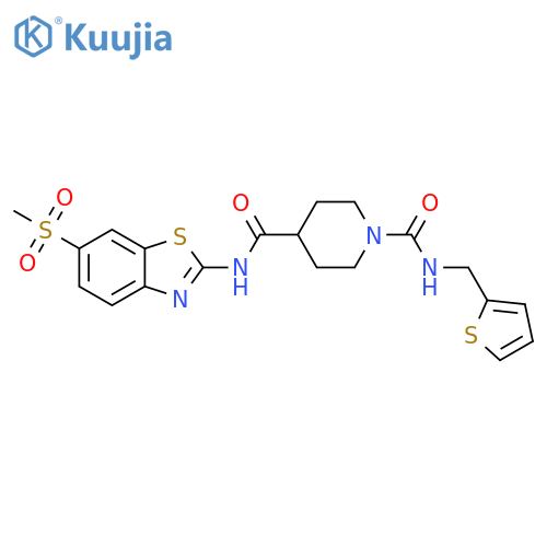 N4-(6-methanesulfonyl-1,3-benzothiazol-2-yl)-N1-[(thiophen-2-yl)methyl]piperidine-1,4-dicarboxamide structure