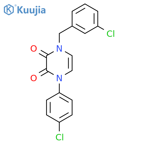 1-(4-chlorophenyl)-4-(3-chlorophenyl)methyl-1,2,3,4-tetrahydropyrazine-2,3-dione structure